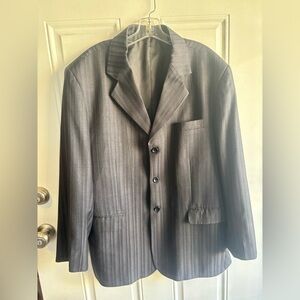 OSKAR Men's Gray Striped Viscose Suit Jacket Size 56 Single-Breasted